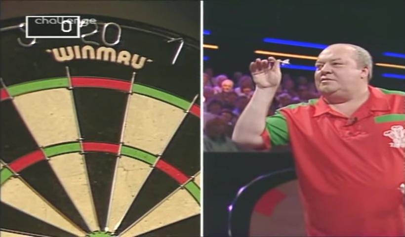 Leighton Rees throwing darts in series 11 of Bullseye