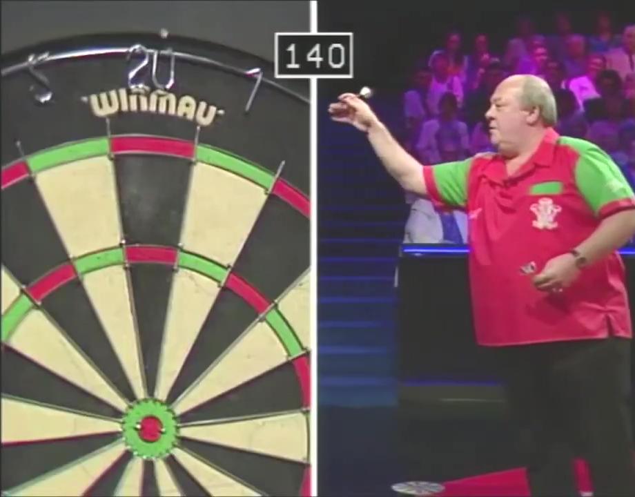 Leighton Rees throwing darts in series 12 of Bullseye